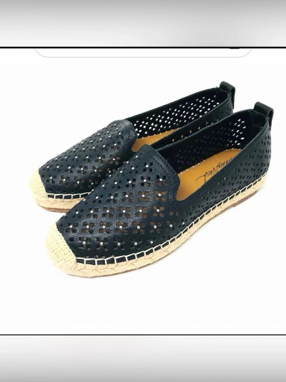 Patricia Nash Black Perforated Espadrille Flats
